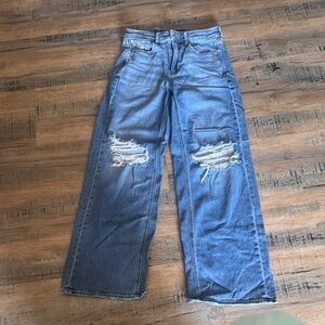 American Eagle Outfitters Men's Distressed Blue Relaxed Jeans